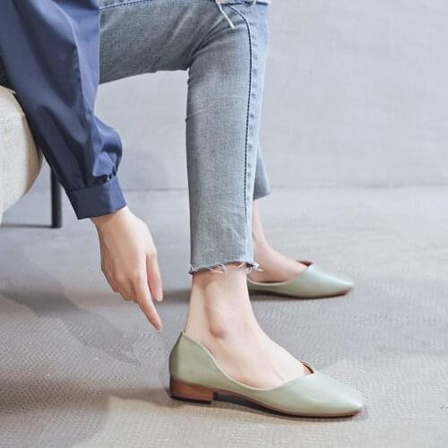 Green Shallow Shoes Womens Fashion Bean Shoes Square Lazy Shoes Shoes for Women Shoes Women Heels Black Shoes