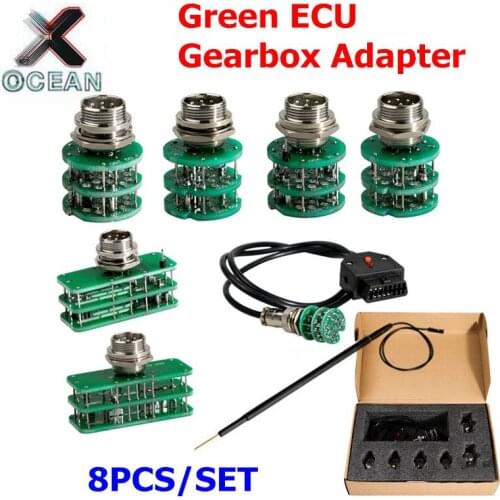Green ECU GearBox Adapter 8pcs/set For FLASH V1.95 Adapter Works Together With FLASH ECU Programmer&Upgrade Adapter