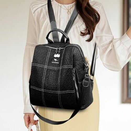Womens Backpack Ladies PU Leather Rucksacks Fashionable Anti-theft Backpacks for Women Multifunctional Backpack Female Mochila