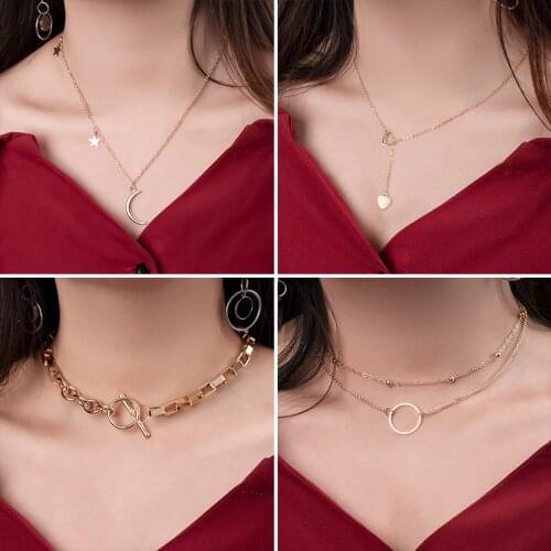 Punk Multi Layered Pearl Choker Necklace Women Round Chain Necklaces Gold Color Necklace Choker Neck Fashion Modern Jewelry New