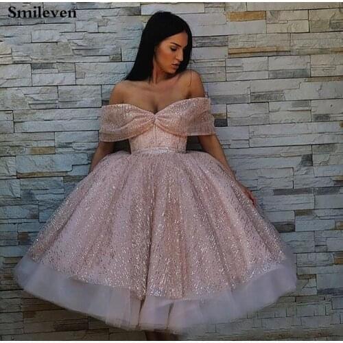Smileven Short Evening Dress A Line Evening Party Gown Off The Shoulder Prom Dress vestido de festa Formal party dress