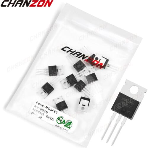10Pcs IRFZ48 TO-220 Power SIC Mosfet Transistor Bipolar Junction BJT Powerful Triode Tube Fets DIP 64A 55V Integrated Circuits