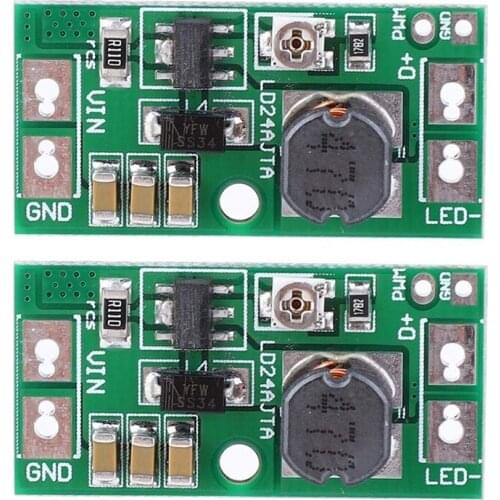 2Pcs Adjustable LED Driver Board 20W DC6-24V LED PWM Controller DC-DC Step-Down Constant Current Converter