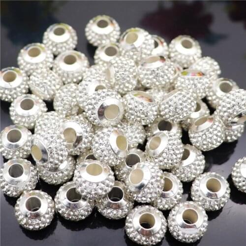20Pcs Women Large Hole Crystal Glass Rhinestone Spacer Bead Charms Fit Pandora Bracelet DIY Necklace Earrings for Jewelry Making