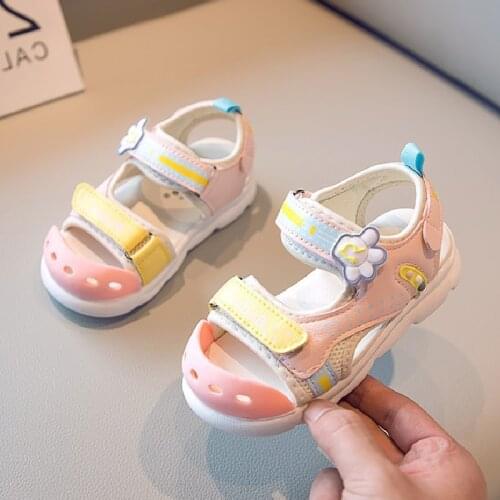 2020 Leather Girls Boys Shoes kids Summer Baby Beach Sandals Shoes Skidproof Toddlers Infant Children Kids Sport Shoes Blue Pink