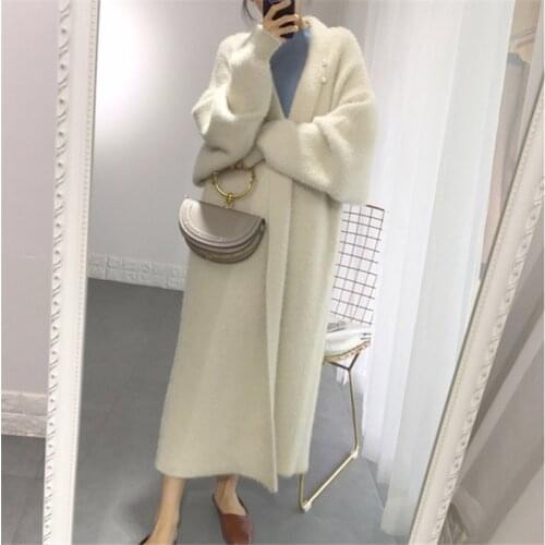 2021 Soft Cashmere Long Cardigan Jacket Women Fashion Loose Casual Oversize Sweaters Autumn Winter Chic Wool Warm Knitted Coats