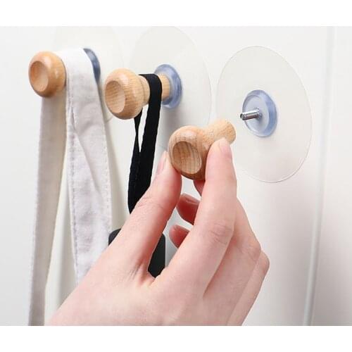 3 Pcs/Set Storage Rack Wall Hanging Hook Wooden Viscose Seamless Hooks Decoration Household Hanger Behind The Door Coat Shelf