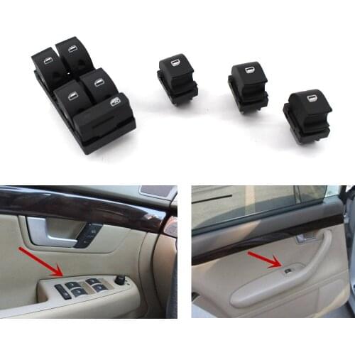 4 Pcs Black ABS Window Master Switch Button for Audi A4 B6 B7 2001-2008 Left Hand Drive