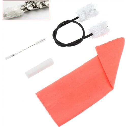 4pcs/lot Flute Clarinet Cleaning Tools Kit with Tube Inner Sound Hole Brush Cork Grease and Cleaning Cloth