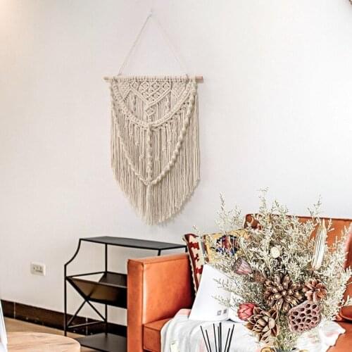 50x70cm Hand-woven Tassel Hanging Tapestry Wall Hanging Art Room Hanging Oranments Decoration (no sticks)
