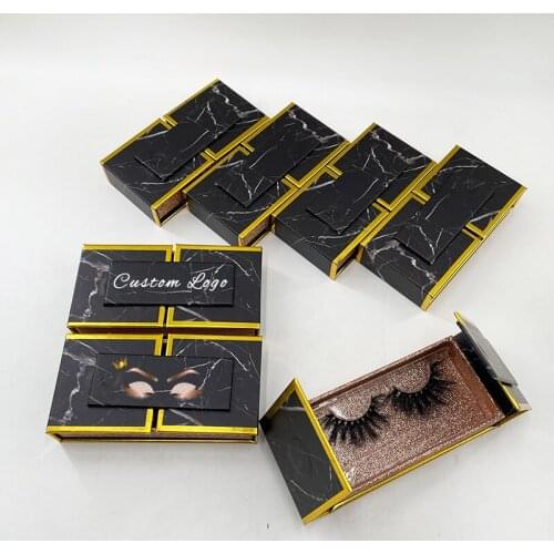 5D Mink Eyelash Boxes Glitter Lash Box Black White Marble Magnetic Lash Packaging Empty Heart Shape Case
