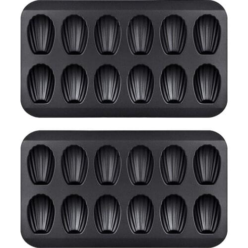 2 Packs Non-Stick Madeleine Pot, Baking Mold 12 with Shell Cake Baking Tray Chocolate Non-Stick Baking Tray, Used for Oven Bakin