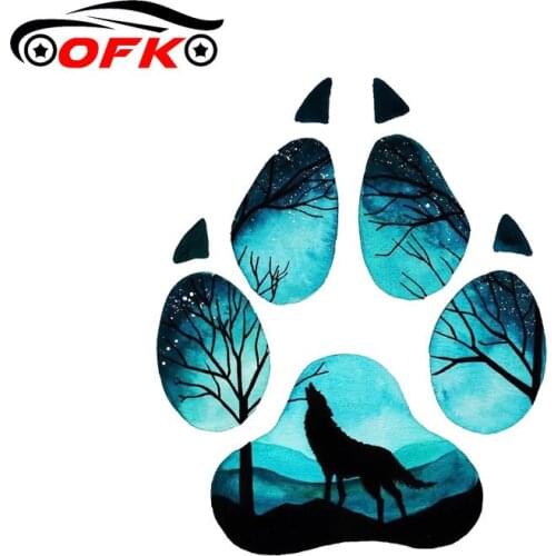 Car Stickers Decor Motorcycle Decals Creative Wolf Footprint Puzzle Decorative Accessories Creative Waterproof PVC,16cm*13cm