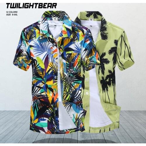 Many Style Mens Beach Shirts Short Sleeve Male 4xl 5XL Quick Drying Loose Travel Casual Shirt Men Printing Shirts HFST19