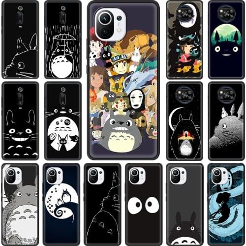 Studio Ghibli Totoro Black Phone Case for Xiaomi Mi Poco X3 NFC M3 F1 10T 9T Pro Note 10 A2 8 Lite 5G 11 CC9 9 SE 11 Cover