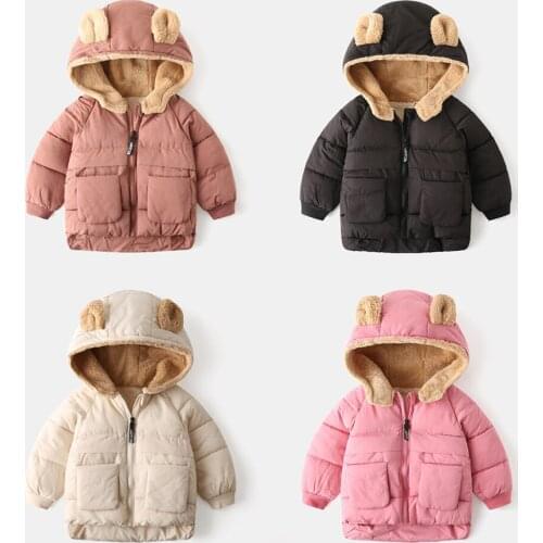 Baby Winter Jacket Coat Kids Casual Cute Ear Hooded Down Jacket Overalls Snow Warm Clothes For Children Toddler Boys Girls