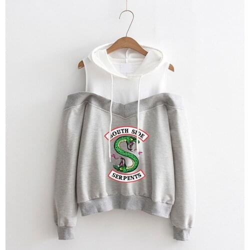 Riverdale South Side Serpents Hoodies Southside Serpents Sweatshirts Women Long Sleeve Off-Shoulder Exclusive Hooded Clothes
