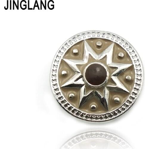 JINGLANG High Quality Fashion 18mm Snap Buttons Brown Star Alloy Clasps DIY Interchangeable Bracelets Jewelry Accessories
