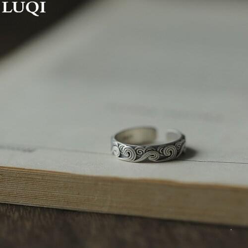 Fashion Mens and Womens S925 Silver Retro Xiangyun Embossed Personality Open Rings TJ-191