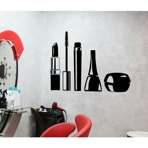 Cosmetics Pattern Wall Decal Girls Beauty Salon Interior Wall Stickers Makeup Woman Bedroom Graphics Removable Modern DIY SYY749