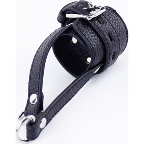 Leather Ball Stretcher Chastity Cage,Attach Extra Weight Scrotum Penis Ring Cock ,Adult Sex Toys For Men