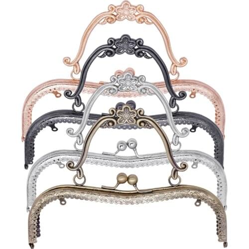 LMDZ 1Pcs Retro Metal Purse Frame Vintage Elegant Clutch Bag Kiss Clasp Lock with Handle for DIY Hardware Accessories