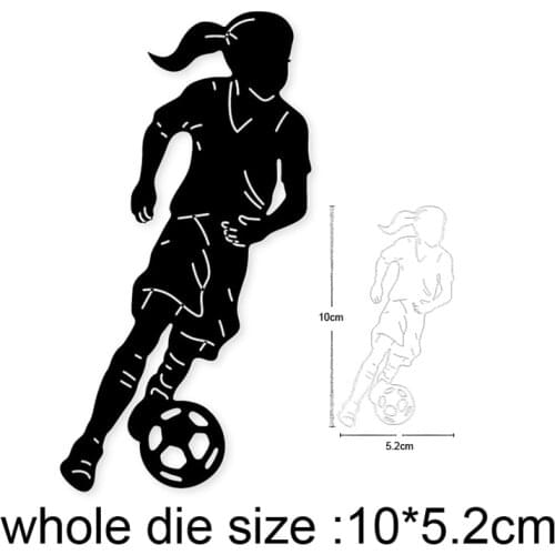Girl Woman Playing Football Metal Cutting Dies Stencils Diy Scrapbooking dies Card Making Embossing Die Cuts Craft Dies New 2020