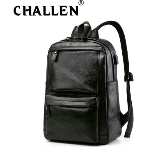 Men Backpack pu Leather Fashion Travel Bag Men Business student bag woman Large capacity backpack laptop bag C44-24