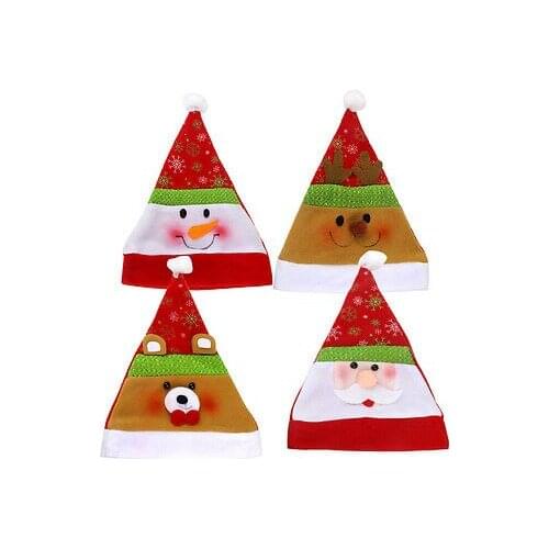 Christmas Party Soft Velvet Santa Hat Red And White Cap For Santa Claus Costume