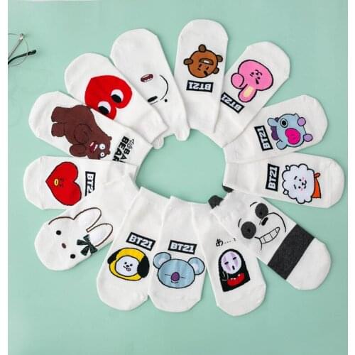 6 Pieces=3 Pairs/Set Kawaii Funny Women Socks Casual Cute Cartoon Printed Summer Ankle Socks Breathable And Comfortable TJ3082