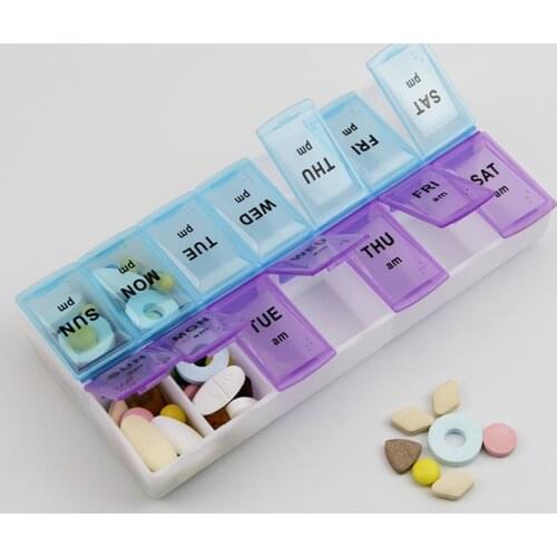 14 Grids 7 Days Weekly Pill Case Medicine Tablet Dispenser Organizer Pill Box Splitters Jewelry Storage Box with Clip Lids