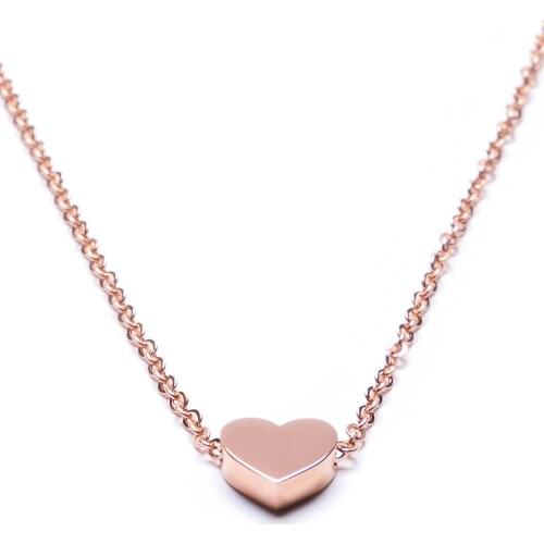 BONISKISS Stainless Steel Necklaces For Women Long Chain necklace Heart Pendant Ladys Jewelry Elegant RoseGold Bijoux Femme