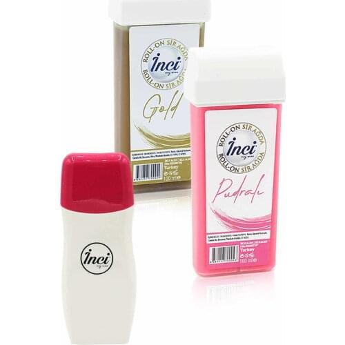 Pearl pink and gold cartridge roll on depilatory 2 PCs + roll on depilatory heating machine, filling in the network, depilation, sugar-free wax, hair removal