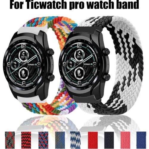 Braided Solo Loop Straps For TicWatch Pro 3/3 GPS Smart Watch Nylon Elastic Band For TicWatch Pro 2020/GTX/S2 Correa Wristbands