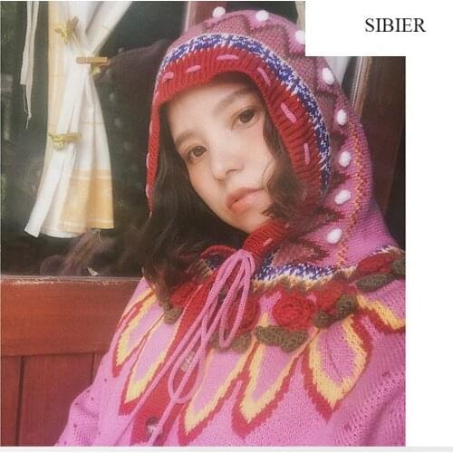 Thick Women Sweater Cardigans Warm Christmas Clothes Chic Casual Strawberry Embroidered Hooded Lace-up Pink Knitted Outwear 2021