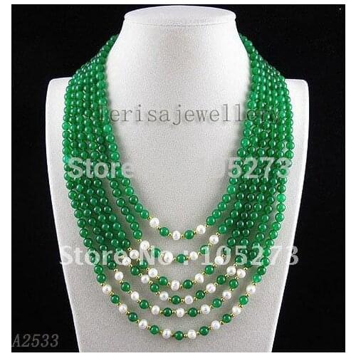Amazing! 6Rows AA 6-7MM PEARL necklace fashion Womans jewellery necklace wholesale Free shipping A2533