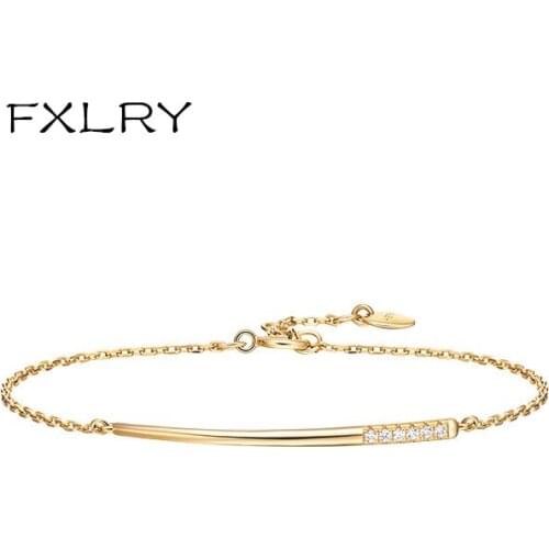FXLRY Luxury Silver color Micro Cubic Zirconia Yellow Gold Color Fruit Stick Bracelet for Women Fine Jewelry Gift