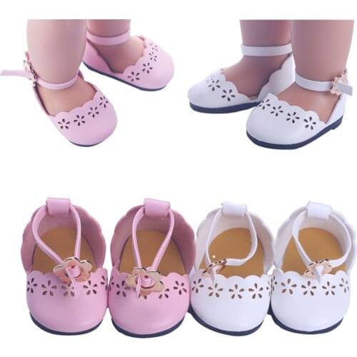 LUCKDOLL Solid Color Hollow Out Shoes Fit 18 Inch American&43 CM Baby Doll Clothes Accessories,Girls Toys,Generation,Gift