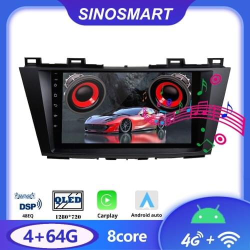 SINOSMART Support BOSE Soundsport Free System IPS/QLED Screen 2G/4G Car GPS Navigation Player for Mazda 5 Premacy 2009-2012