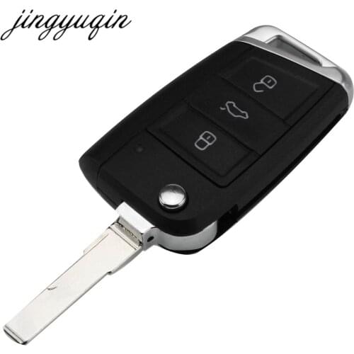 Jingyuqin Flip Folding Key Fob Shell For VW Golf 7 GTI MK7 Skoda Octavia A7 Seat Remote Auto parts Keyless Case