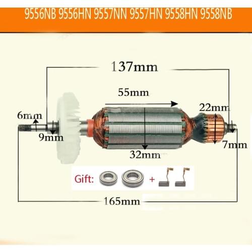 Replacement AC220V-240V Drive Shaft Electric Hammer Armature Rotor for Makita 9558HN 9556NB 9556HN 9557NB 9557HN 9558NB