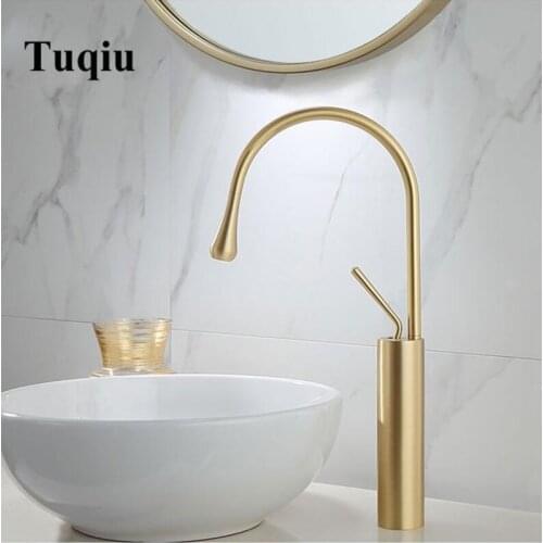 Vidric New Basin Faucet Single Lever 360 Rotation Spout Moder Brass Mixer Tap For Kitchen Or Bathroom Basin Water Sink Mixer gol