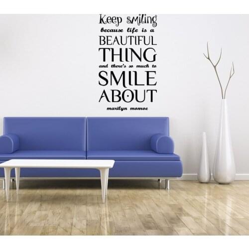 Sticker-citation Keep-smiling Vinyl Wall Decor Mailyn Monroe Quote Wall Art Decal Living Room Home Decor Poster House Decoration