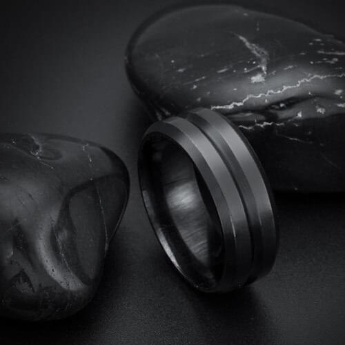 Stainless steel black mat special design stylish accessory Chavin Matte Black İpc Plated Men 'S Steel Ring dp50 17-25-30 measure