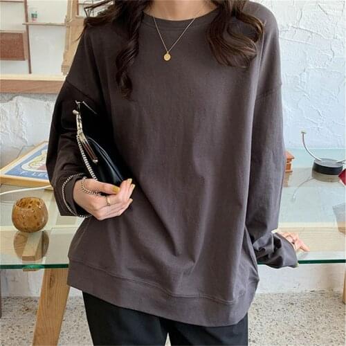 Alien Kitty 8 Colors Cotton Sweatshirt Full Sleeves Chic Solid Lady Loose All Match Sweet 2021 Autumn Stylish New Femme Tops