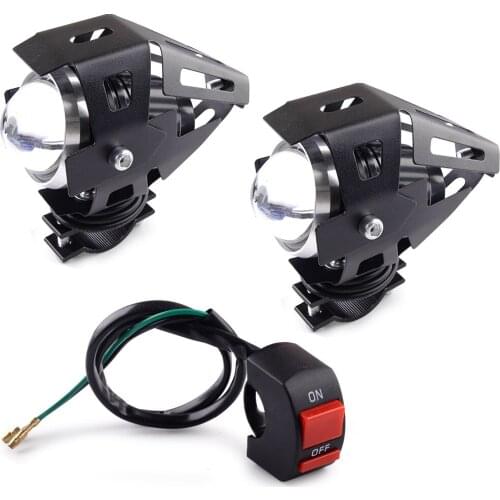 2Pcs Universal Motorcycle Angel Eyes Front Spot Lights LED Driving Headlight Fog Lamp & Switch Accessories 12V 10W 6500LMW