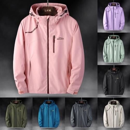 2021 Autumn Spring Unisex Mens Womens Couples Outdoor Sports Camping Climbing Cycling Hooded Waterproof Windbreaker Jacket Coats