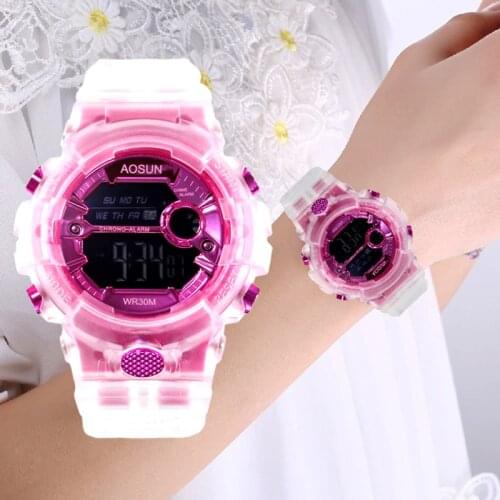 Waterproof Children Sport Watch for Girls Boys Teens Kid Women Digital Electronic Clocks Wristwatch Transparent Jelly Waterproof