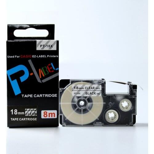 Top quality free shipping 5 pcs compatible XR-18X 18mm Black on Clear label tapes for EZ series label maker
