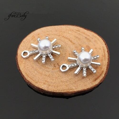 Pearl metal buttons rhinestone pendants